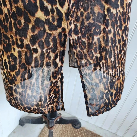 Live 4 Truth Women’s Brown Leopard Coverup Transparent Buttons Dress Sz L - Picture 5 of 12